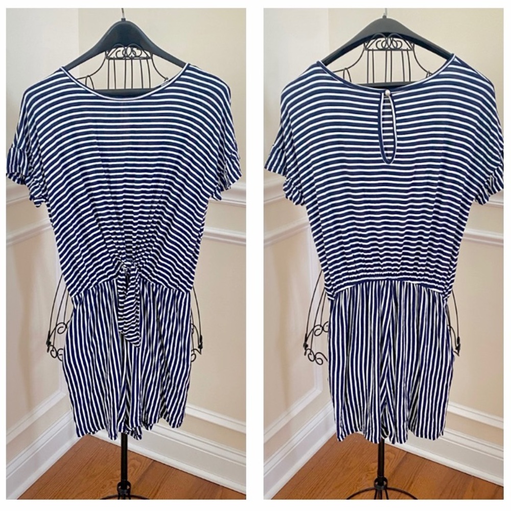 NWOT Flamingo Navy & White Striped Romper